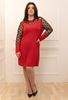 Picture of PLUS SIZE RED DRESS WITH CHIFFON POLKA DOT SLEEVE